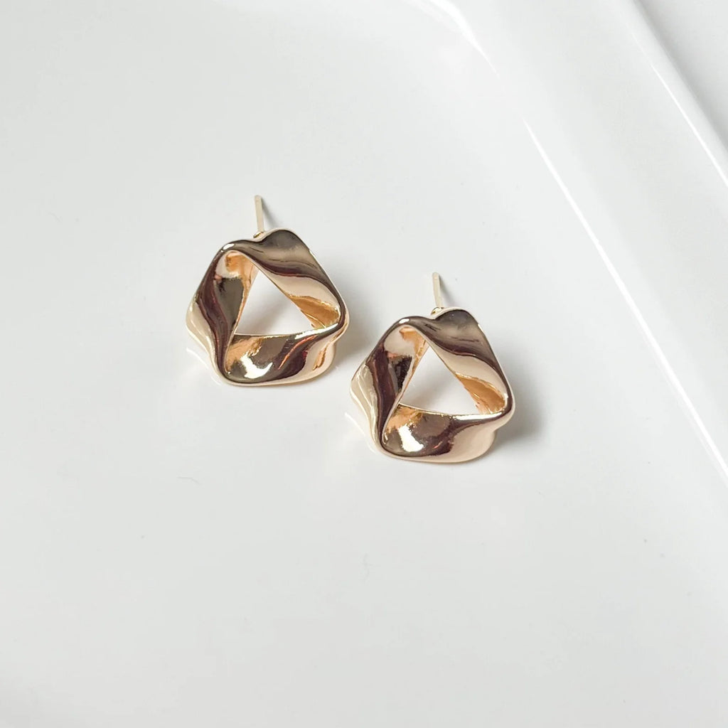 Gold Fold Stud Earrings