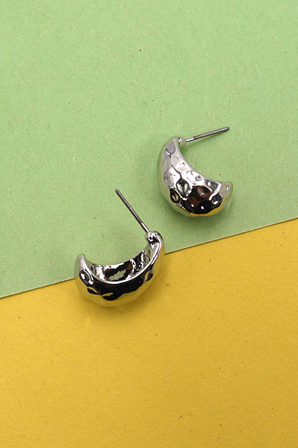 Mini Hammered Half Hoop Earrings