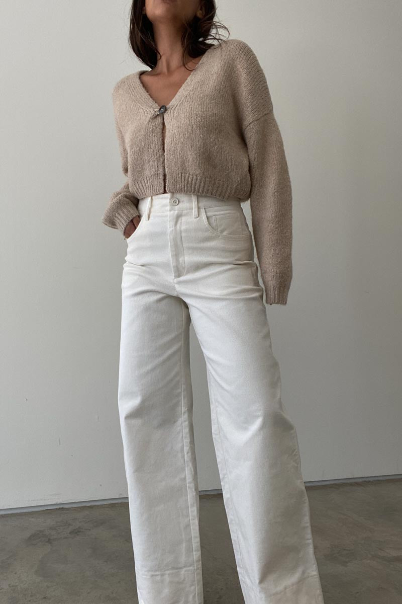 Sweet Cream Corduroy Wide Leg Pants