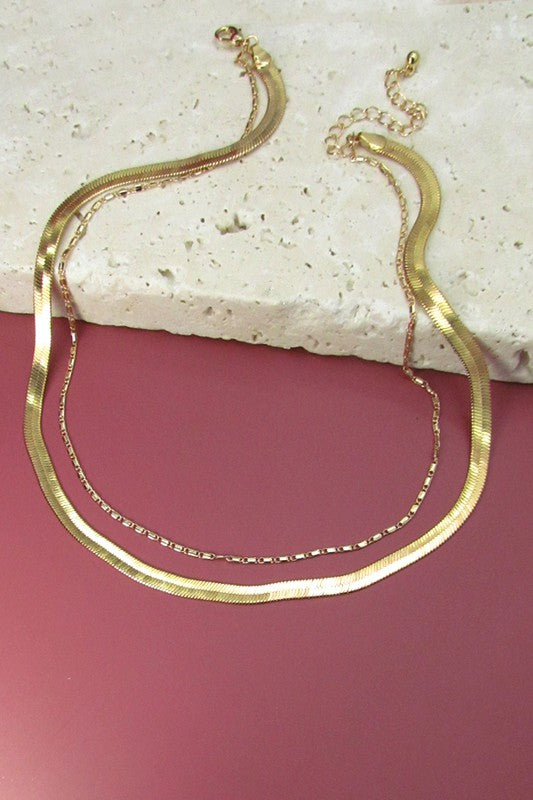 Double Snake and Largo Chain Necklace