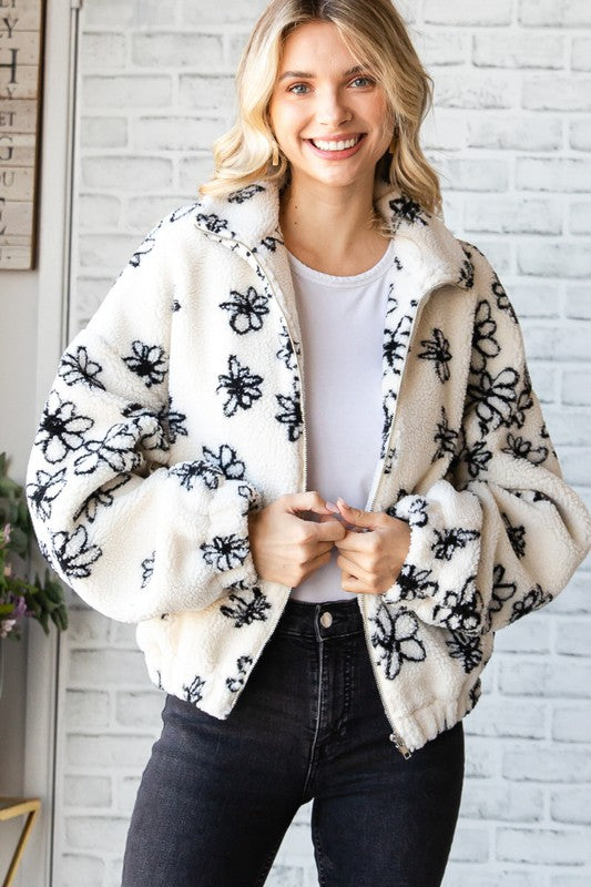 Flower Power Fur Puff Jacket